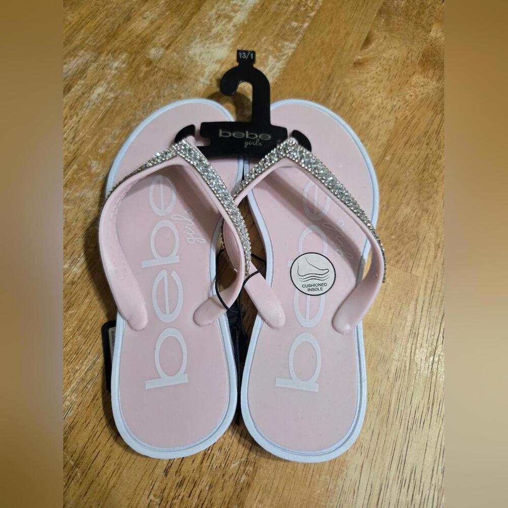 Bebe Girls Pink Sandals with Rhinestones - Picture 2 of 5